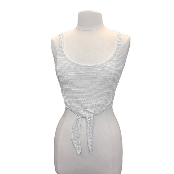 Charlotte Russe White Knit Crop Top S - Picture 1 of 9